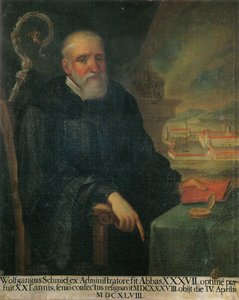 The 37th Abbot, Wolfgang Schmid, with a View of St. George